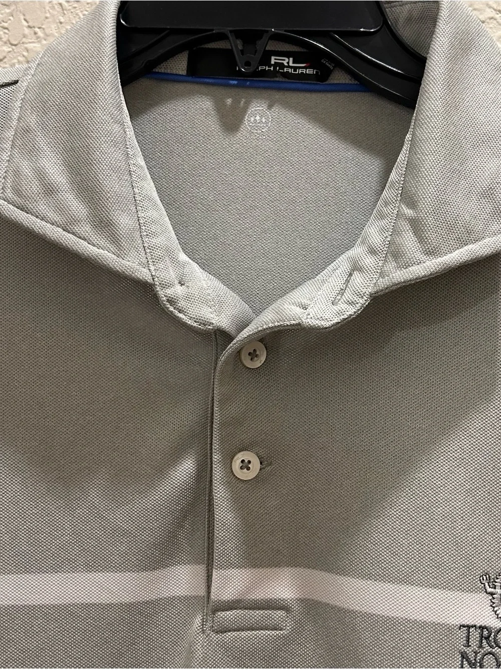 Polo Golf Ralph Lauren Troon North LightGray/White Striped Polo Shirt Size L
